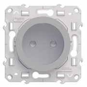 Розетка без заземления со шторками Odace алюминий