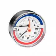 Термоманометр аксиальный WATTS F+R818 (TMAP) - 1/2" (D-63 мм, шкала 0-120 °C / 0-4 бар)