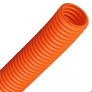 Труба ПНД гибкая гофр. д.25мм, лёгкая без протяжки, цвет оранжевый [бухта 50м]